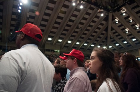 LESLIE ANNE GRAHAM Macon, GA 11/30/2015: Crowds listened attentively during Donald Trump's speech outlining his thoughts at the Macon Centreplex on Monday, November 30, 2015. 